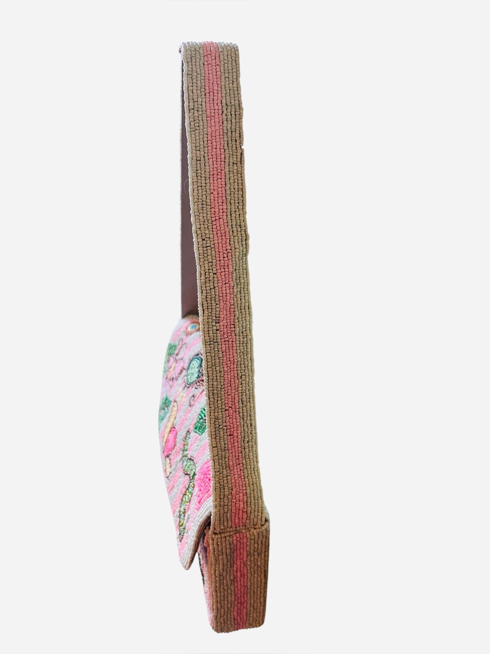 Pink & Mint Green Beaded Garden Insect Motif Shoulder Bag - Picture 5 of 7